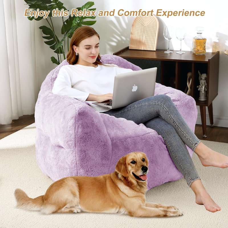 39/51" High-Density Foam Bean Bag Sofa Chair with Armrests