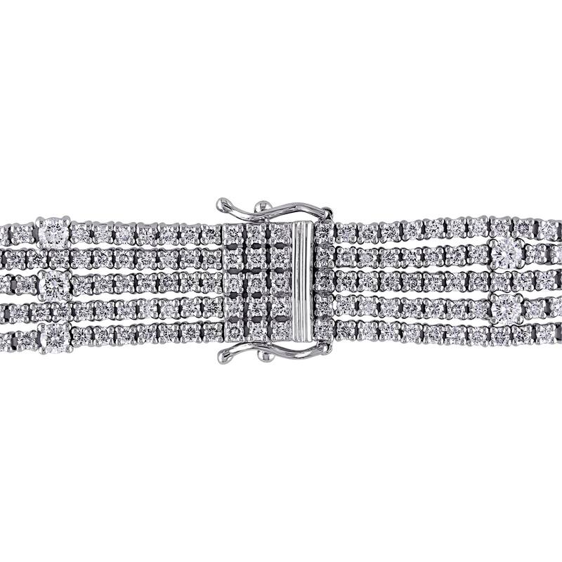 Miadora 7 7/8ct TW 5-Strand Diamond Tennis Bracelet in 18k White Gold