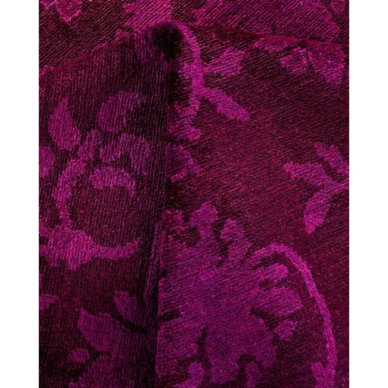 Overton Hand Knotted Wool Vintage Inspired Modern Contemporary Overdyed Purple Area Rug - 7' 10" x 9' 9"