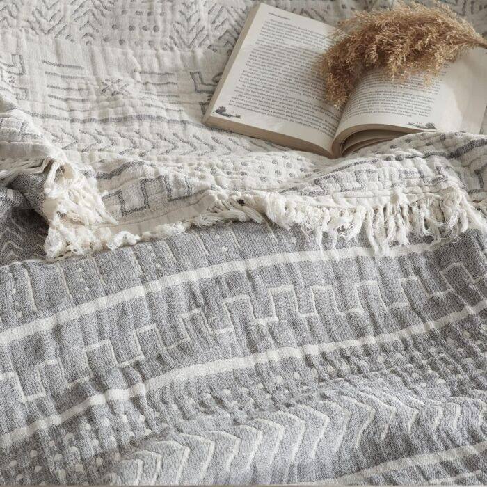 OrganicClub Super Soft Cotton 3-ply Reversible Throw Bedspread - Queen