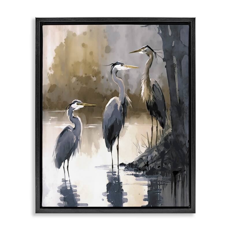 Stupell Lake View Herons Framed Floater Canvas Wall Art Design by Ray Powers