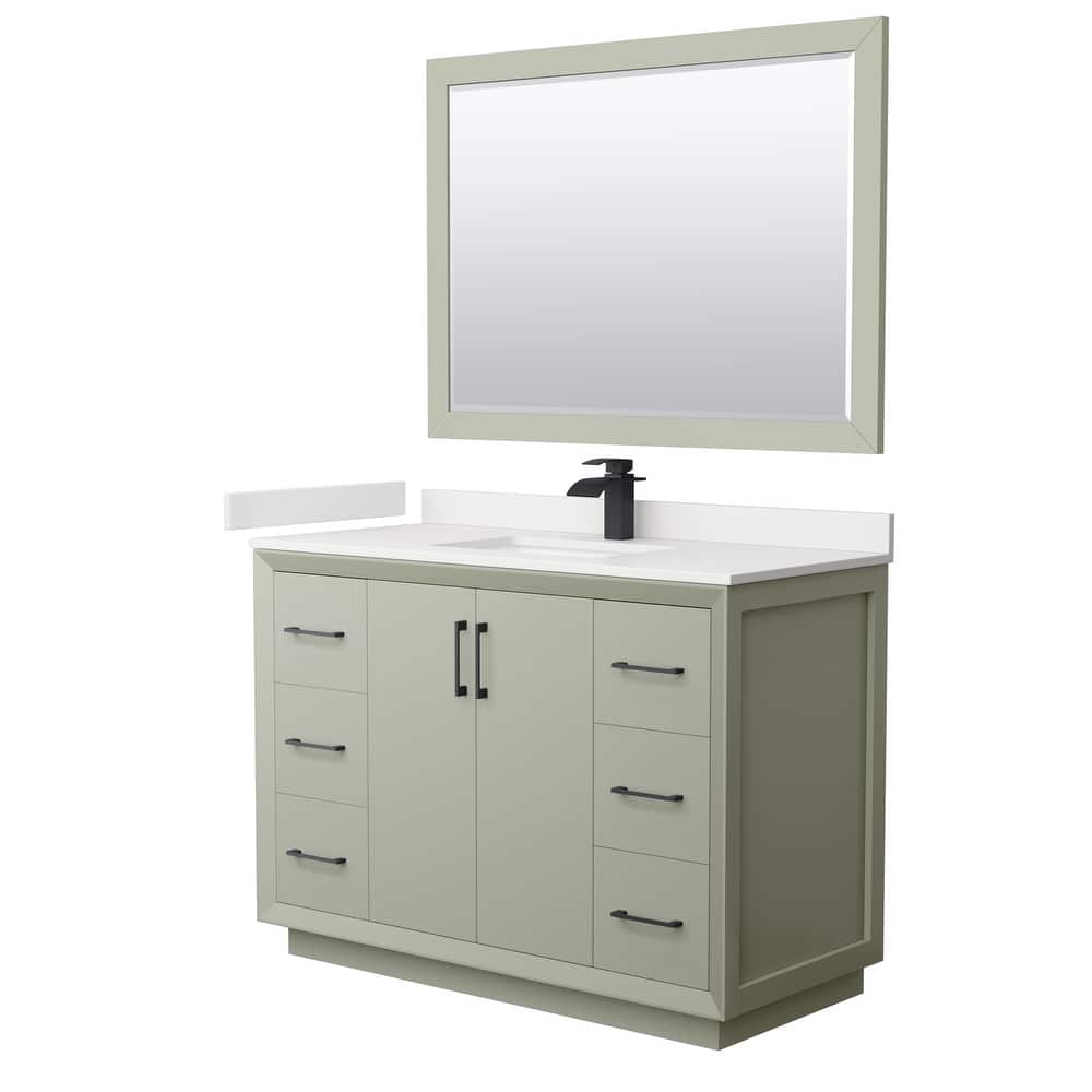 Strada 48-inch Single Vanity, Quartz Top, 46-inch Mirror