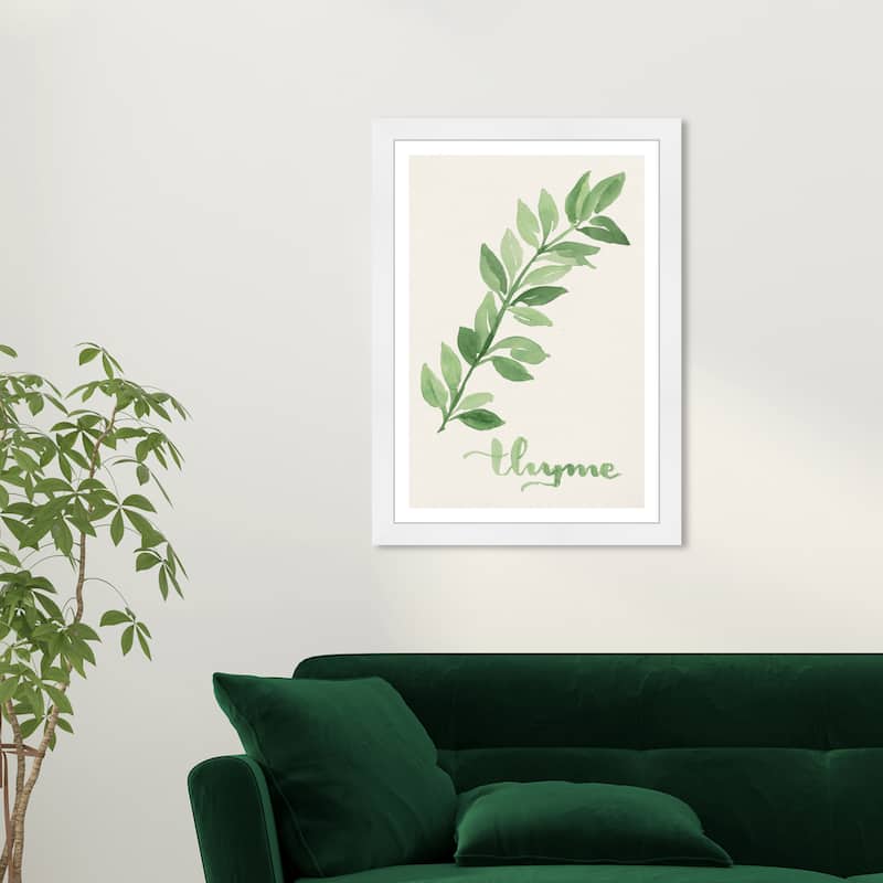 Wynwood Studio 'Thyme Leaves' Food and Cuisine Green Wall Art Framed Print - 13 x 19