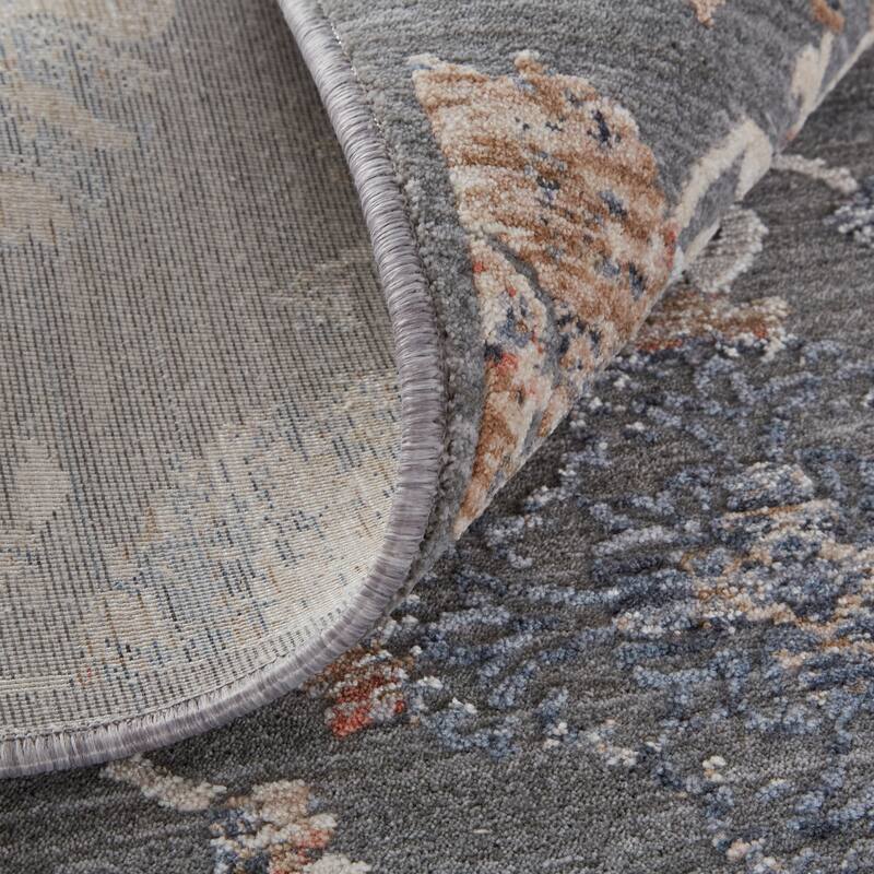Sybil Transitional Oriental Style Rug, Charcoal/Biscuit Tan