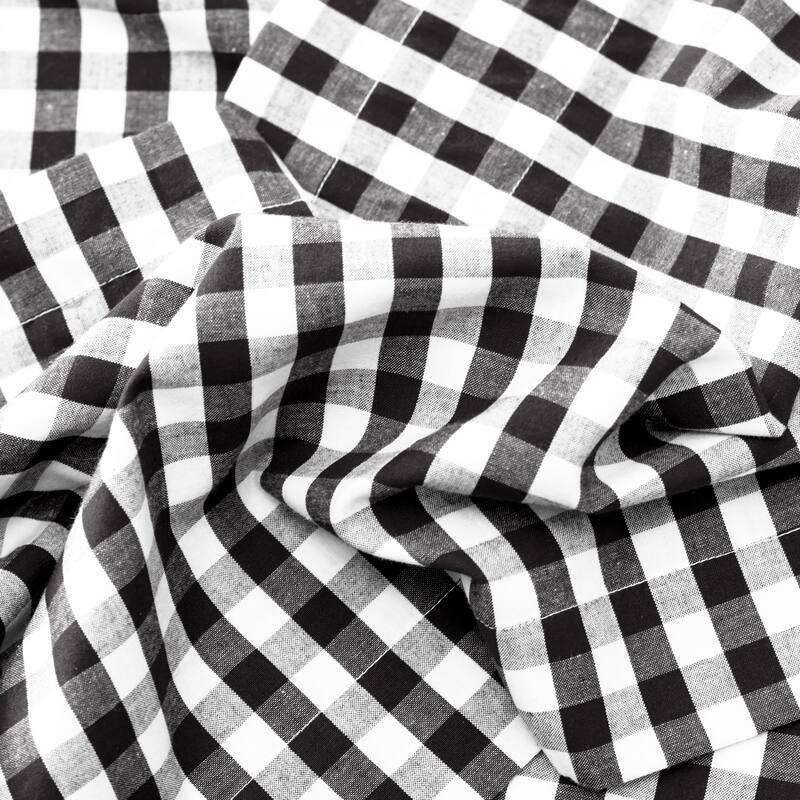Checkmate Cotton Rod Pocket Tailored Curtain Pair w/Tiebacks or Tailored Valance