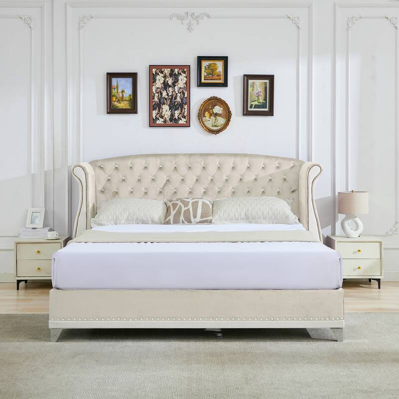 Christopher Knight Home-Eldora Upholstered Bed with Wingback