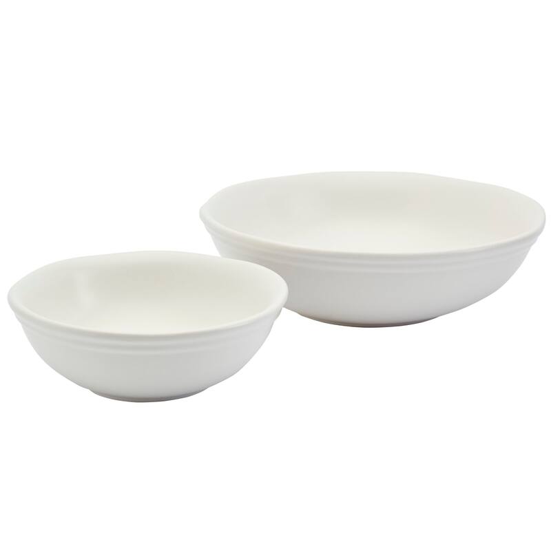 Bee & Willow White Earthenware Set of 2, 7" and 10.25" Round Serving Bowls
