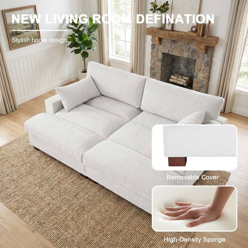 82.5"W Chenille Upholstered Sectional Modular Sofa With Chaise