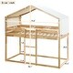 preview thumbnail 22 of 34, Twin Over Twin House Bunk Bed with Tent, Solid Wood Double Bedframe