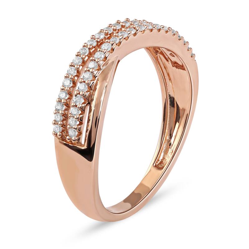 1/5ct TDW Diamond Crossover Wedding Band in 10K Gold for Women