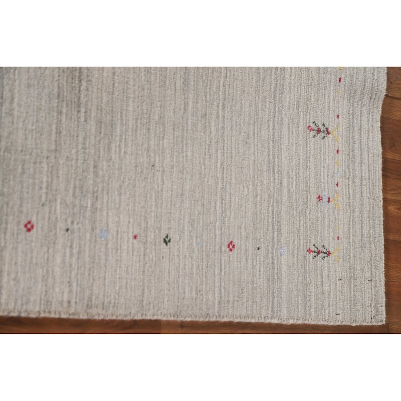 Tribal Beige Gabbeh Runner Rug Hand-knotted Wool Carpet - 2'2"x 9'8"