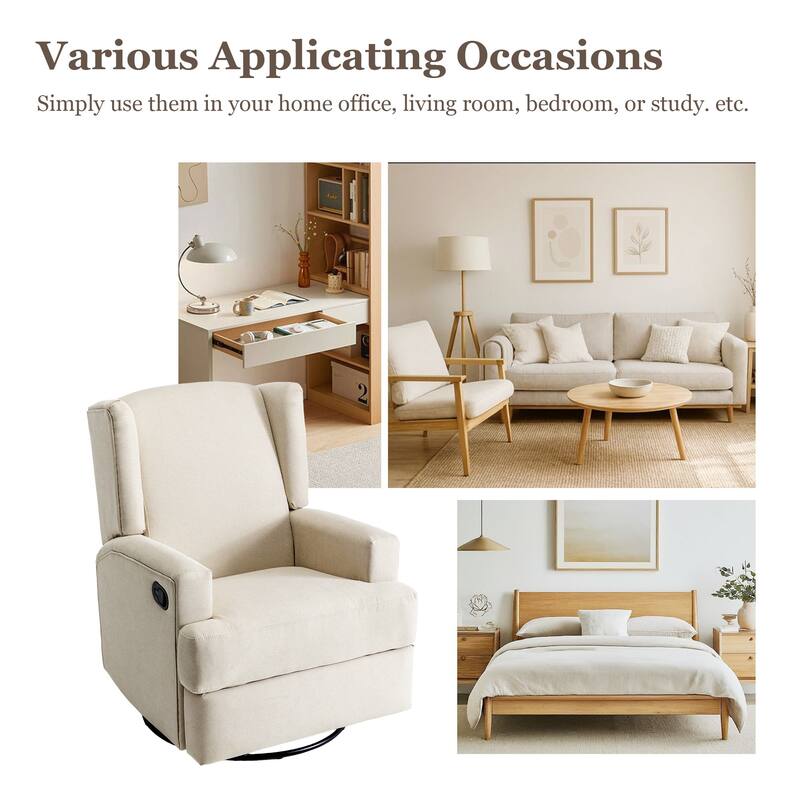 Swivel Wingback Glider Rocker Nursery Recliner Chair