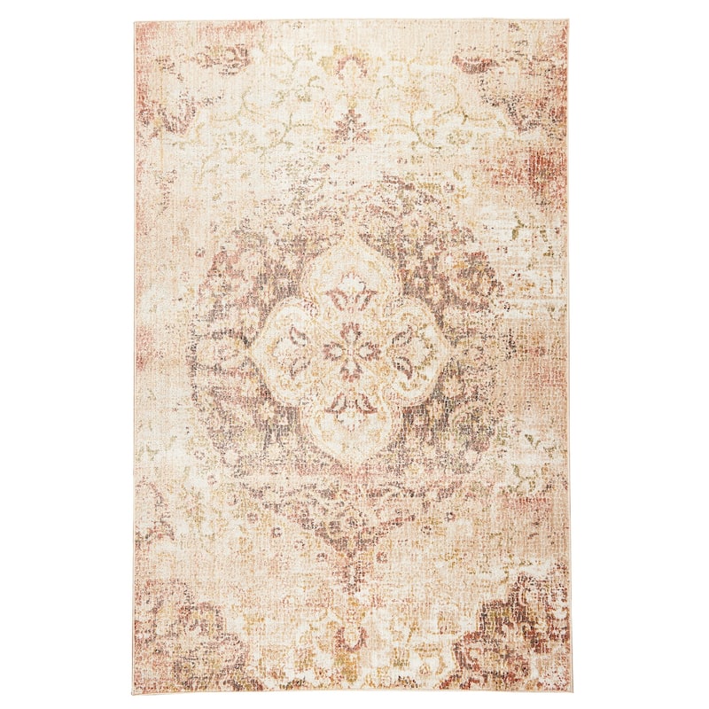 Terra by Obeetee Sahara Mosaic Rug - Natural/Criss Cross - 8'10" x 11'10"