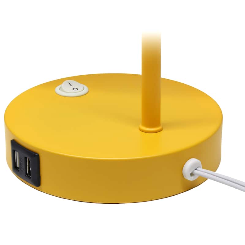 Modern Metal Desk Lamp with Dual USB Charging Ports Adjustable Arm Multiple Colors - 7.28” x 5.60” x 16”
