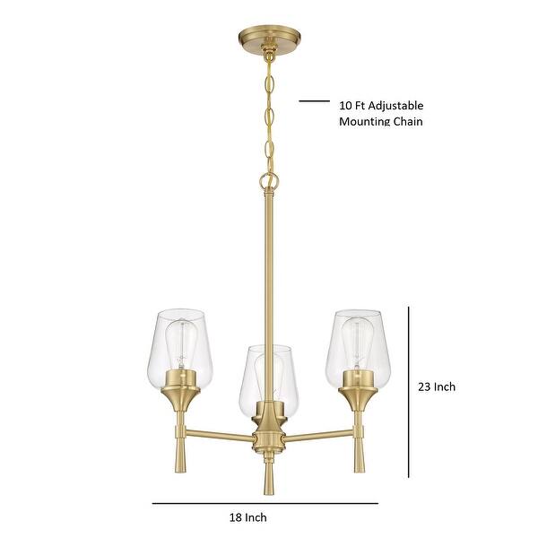 Stella 3 Light Gold Chandelier with Clear Glass Shades - Bed Bath ...