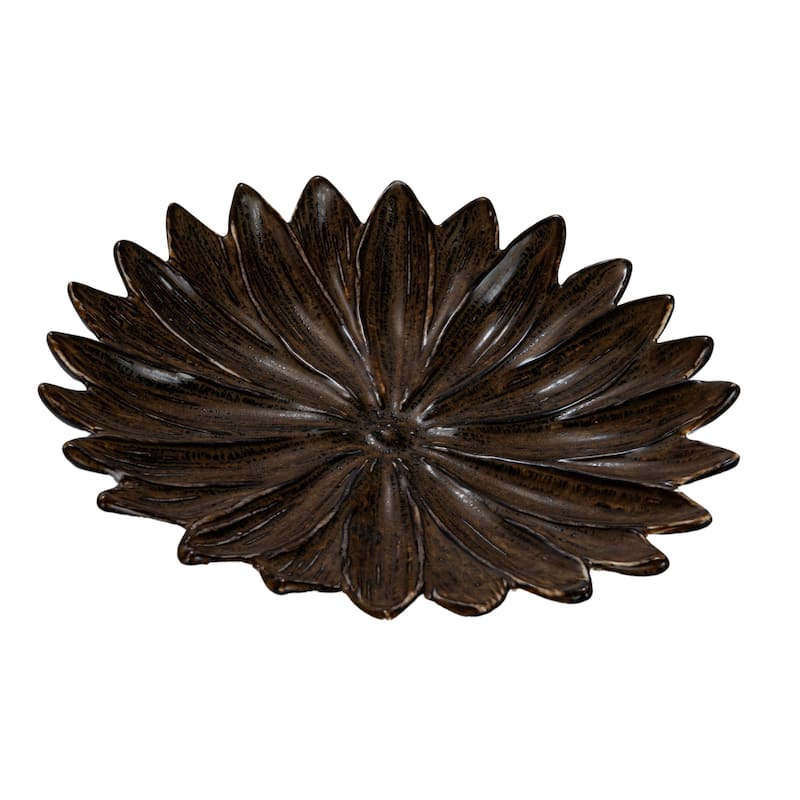 Stoneware Flower Plate with Glaze