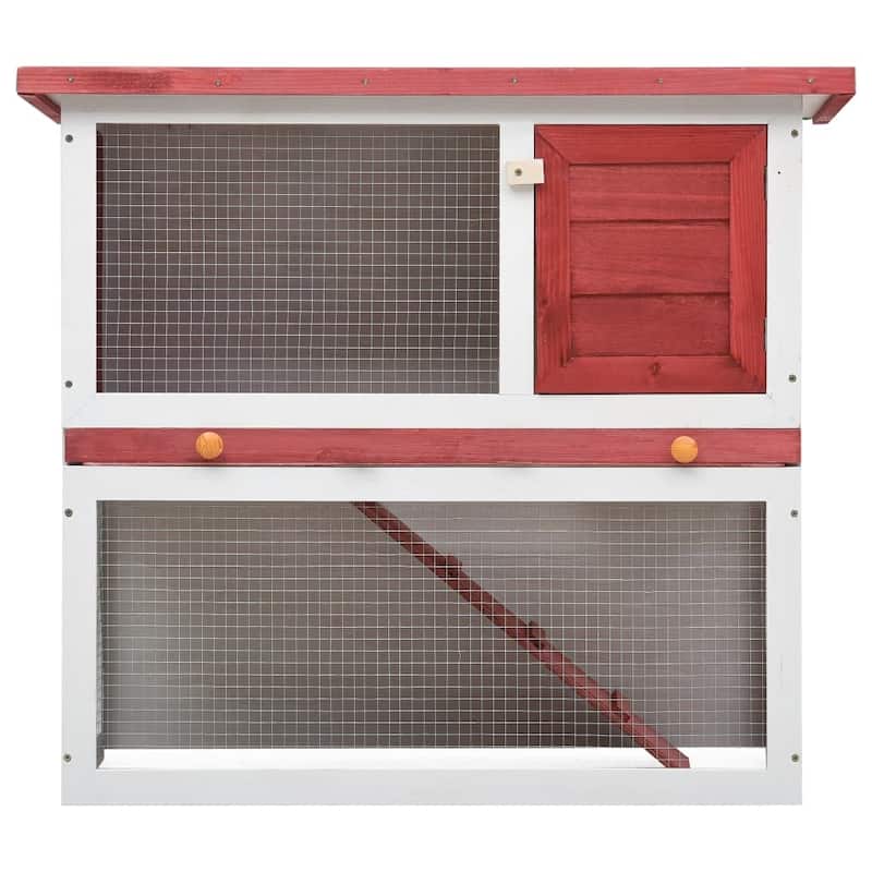 vidaXL Outdoor Rabbit Hutch 1 Door Red Wood - 35.4"x17.7"x31.5"