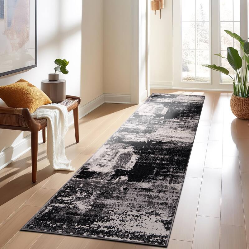World Rug Gallery Modern Abstract Design Black Area Rug