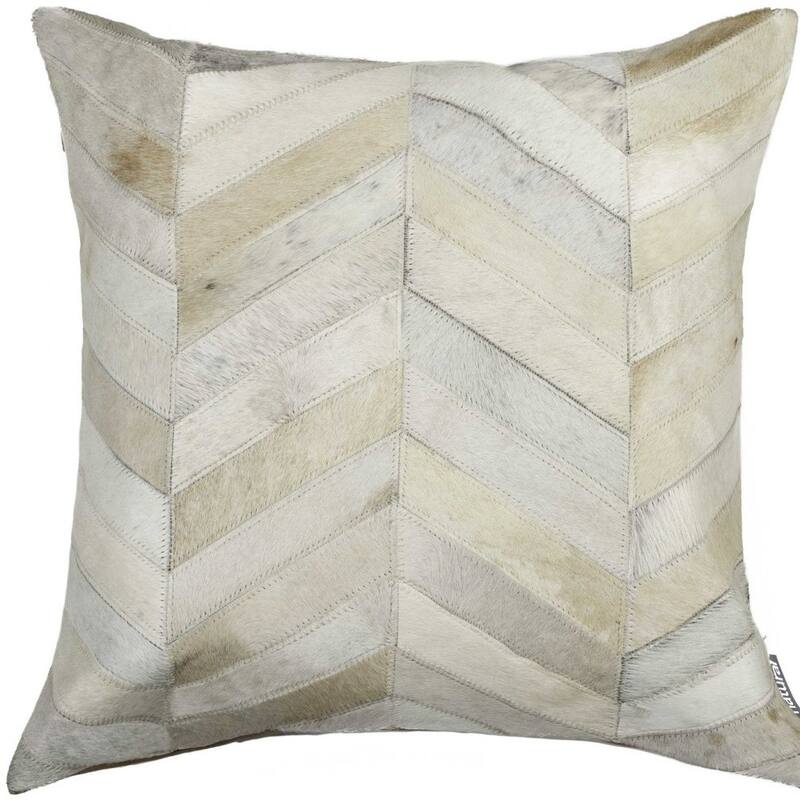 18" Natural Cowhide Throw Pillow