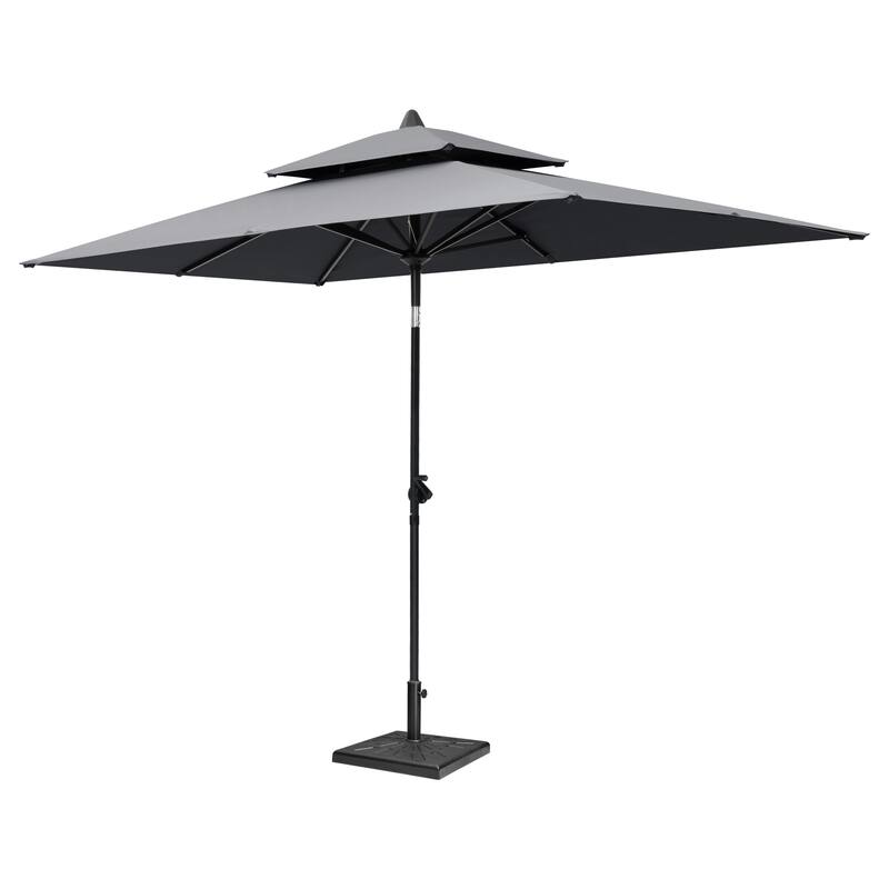 Crestlive Products 9 x 5 FT Double Top Patio Outdoor Market Umbrella and Base Stand