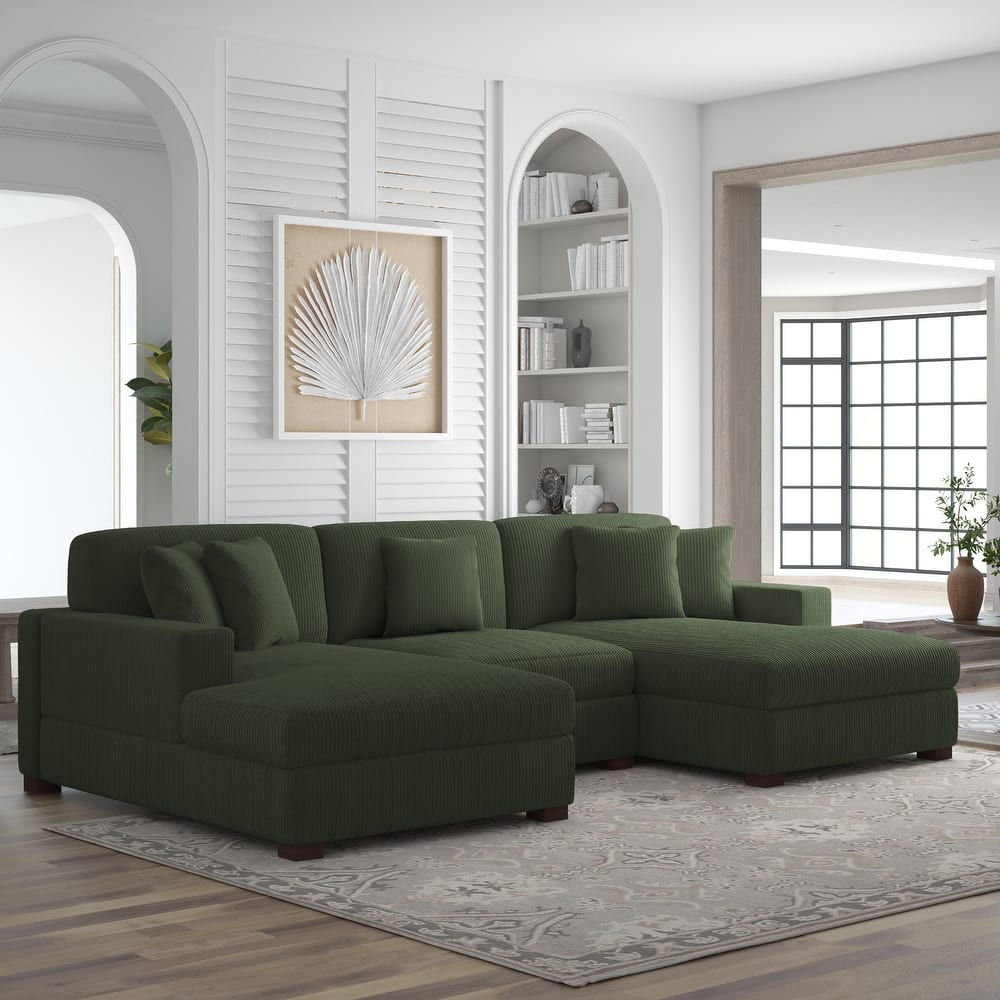Corduroy Modular Couch Sectional Chaise Lounge Sofa