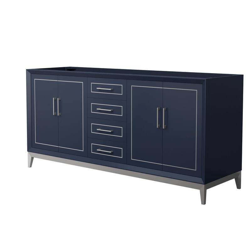 Wyndham Collection WCH515172D-CXSXX-MXX Marlena 72" Double Free - Dark Blue / Brushed Nickel Hardware