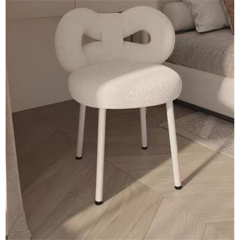 Ergonomic Bow Leisure Chair with High Resilience Sponge Cushion - Beige