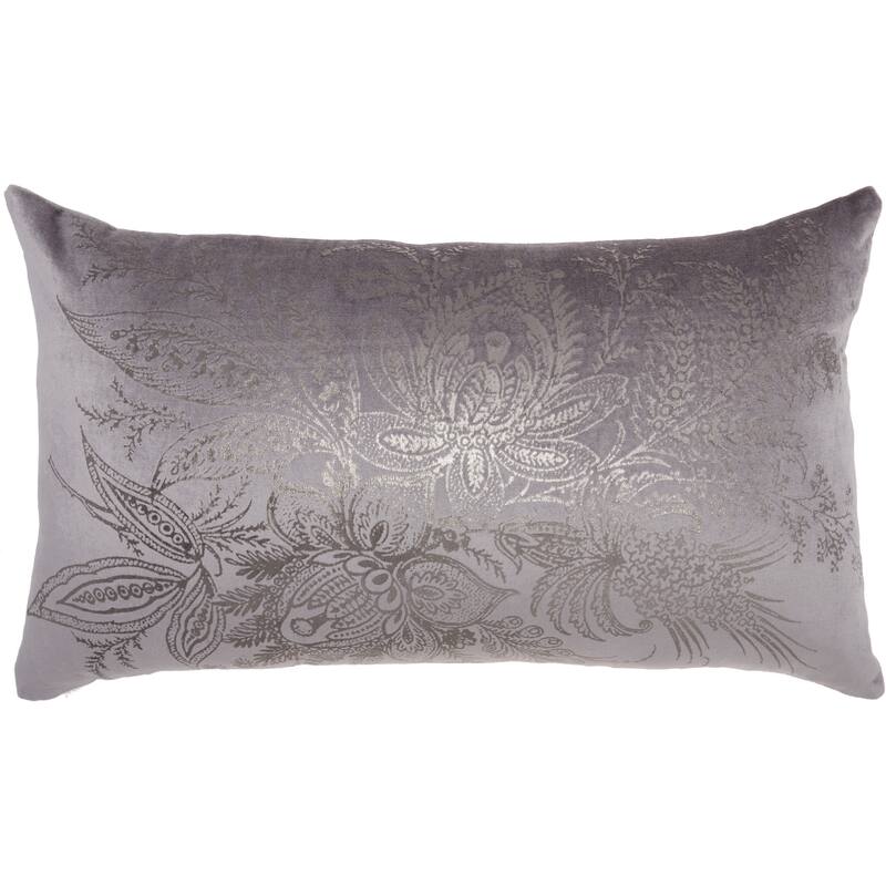 Pillow Metallic Florals 14" x 20" Midnight Indoor Throw Pillow - 14"X20" - Dark Grey