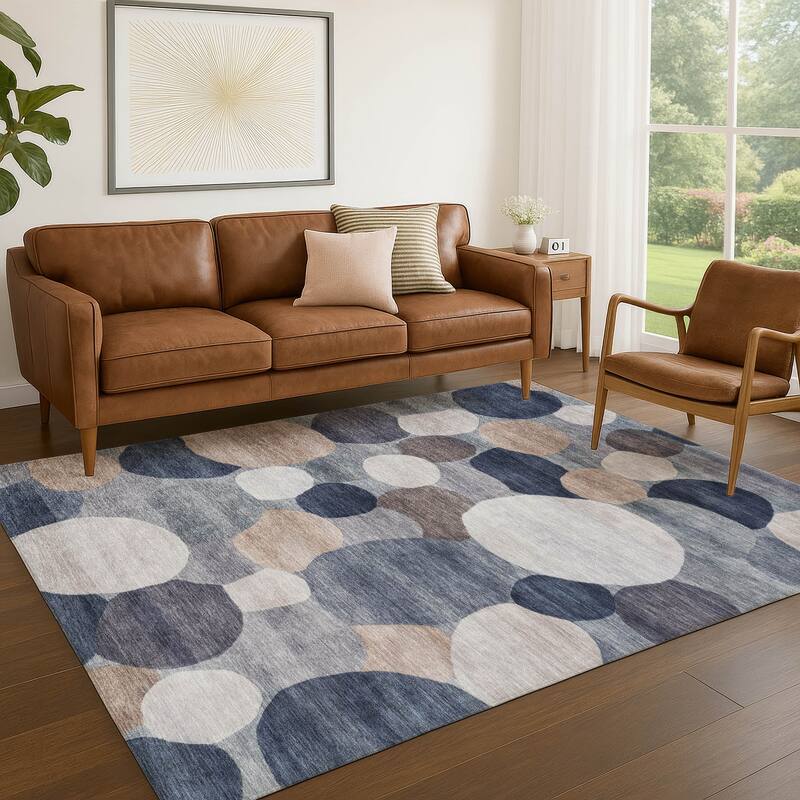 Machine Washable Indoor/ Outdoor Modern Circy Chantille Rug