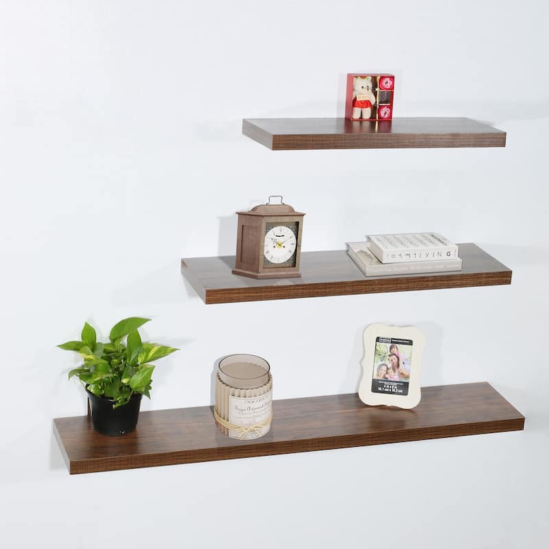 DAVEE FURNITURE 3 Piece Antique Walnut Floating Shelf - 47.24*9.25*1.5 inches