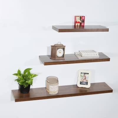 DAVEE FURNITURE 3 Piece Antique Walnut Floating Shelf - 47.24*9.25*1.5 inches