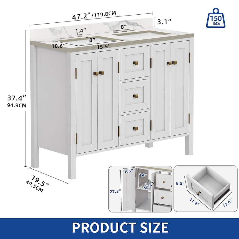 Moasis 36"/40"/ 47" Bathroom Vanity Cabinet with Sink