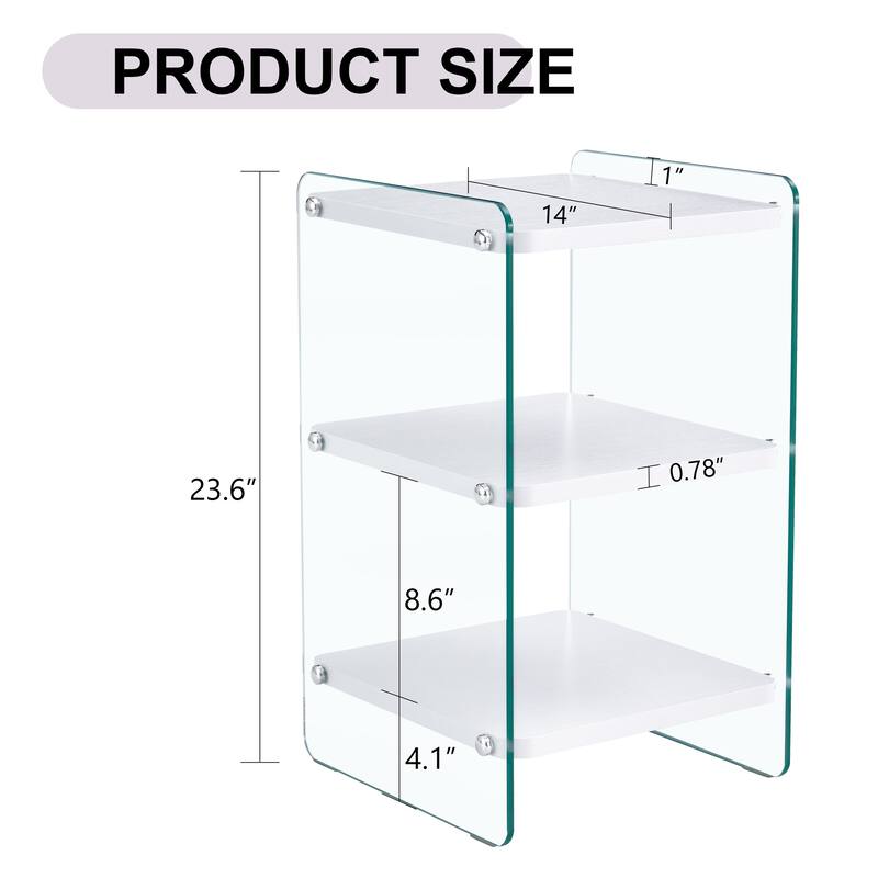 Three Levels Of Bedside Tables, Board Surface Is MDF, And Both Sides Are Tempered Glass, With Storage Function
