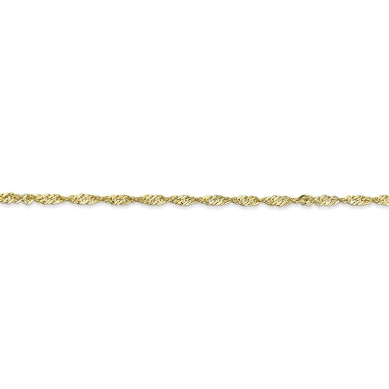 Curata Women's 10k Yellow Gold 9" 1.7mm Singapore Chain Anklet