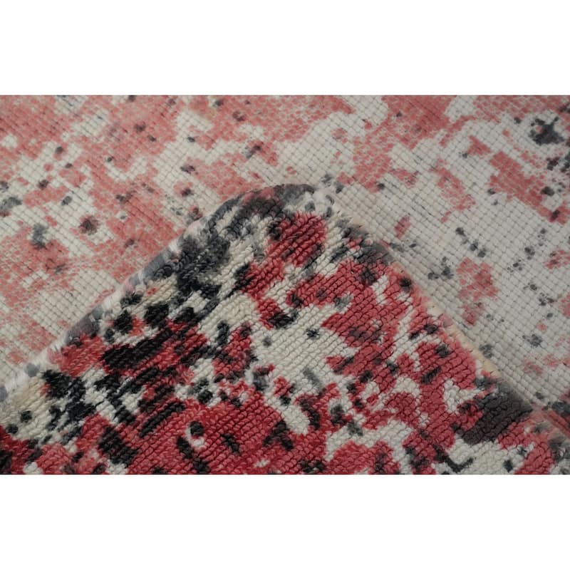 Hand Knotted Oriental Viscose Silk Carpet Modern Abstract Multi-Colored Abstract Area Rug - 7' 10'' X 5' 5''