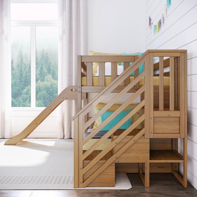Max and Lily Classic Low Bunk with Stairs and Easy Slide