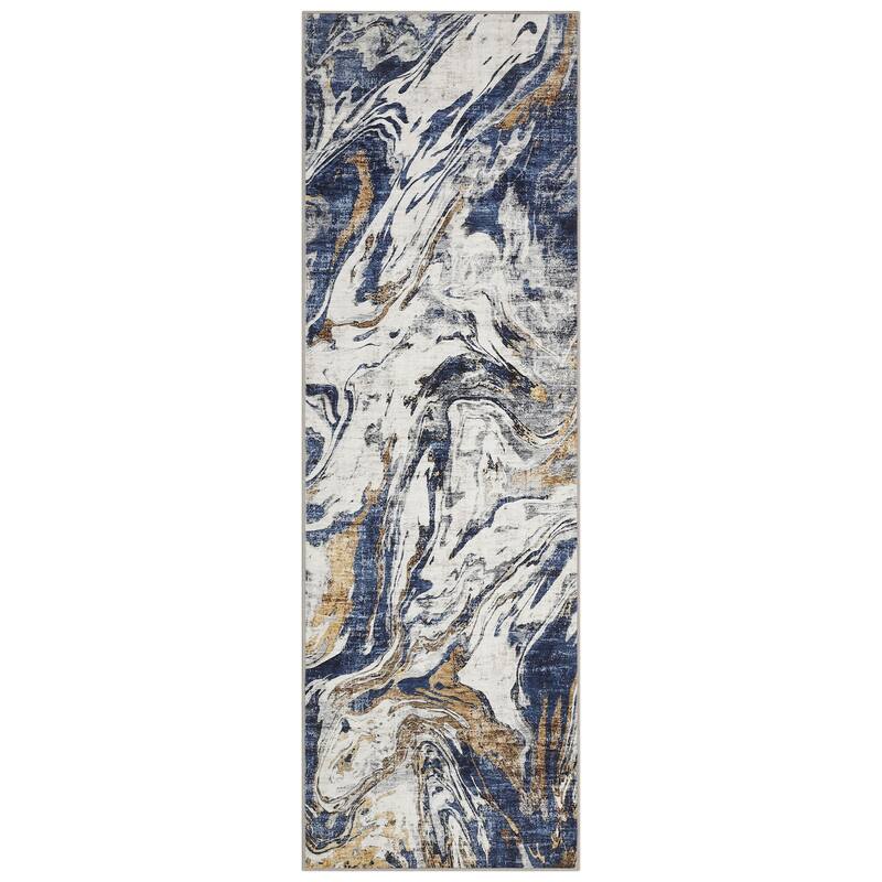 Modern Abstract Area Rug Washable Non-Slip Low Pile Rugs for Living Room Bedroom