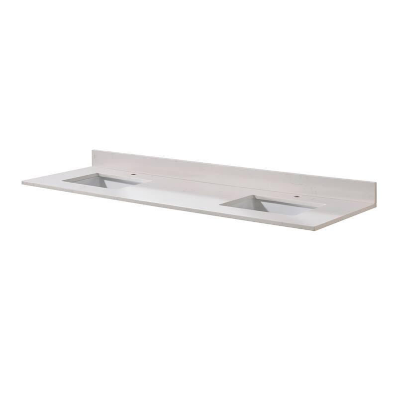 Altair 73 in. Engineered stone Vanity Top in Milano White with White Sink without Vanity