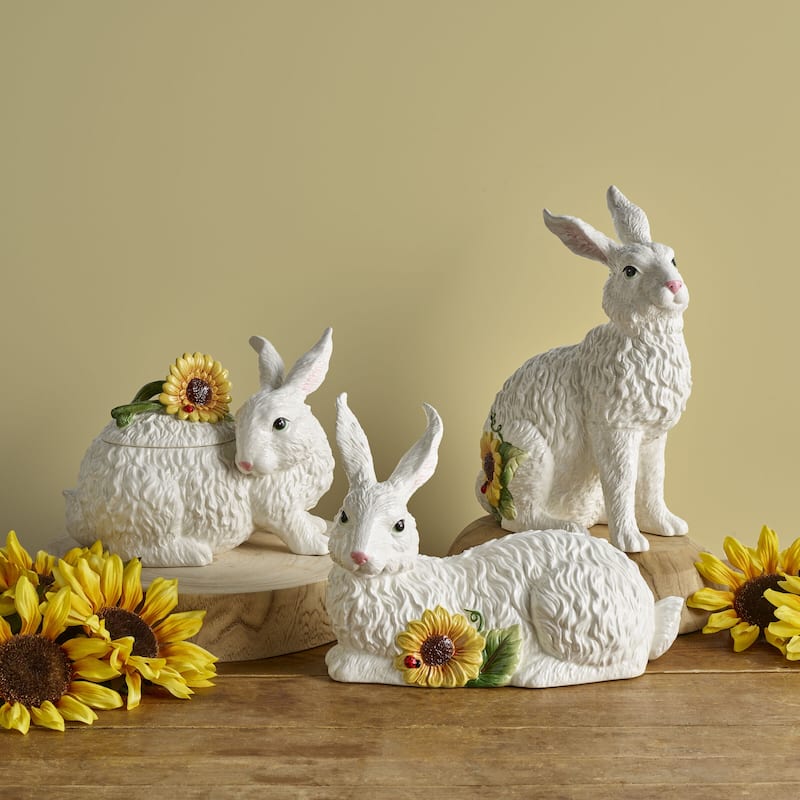 Fitz and Floyd Sunflower Rabbits Cookie Jar, 2 Quarts - N/A