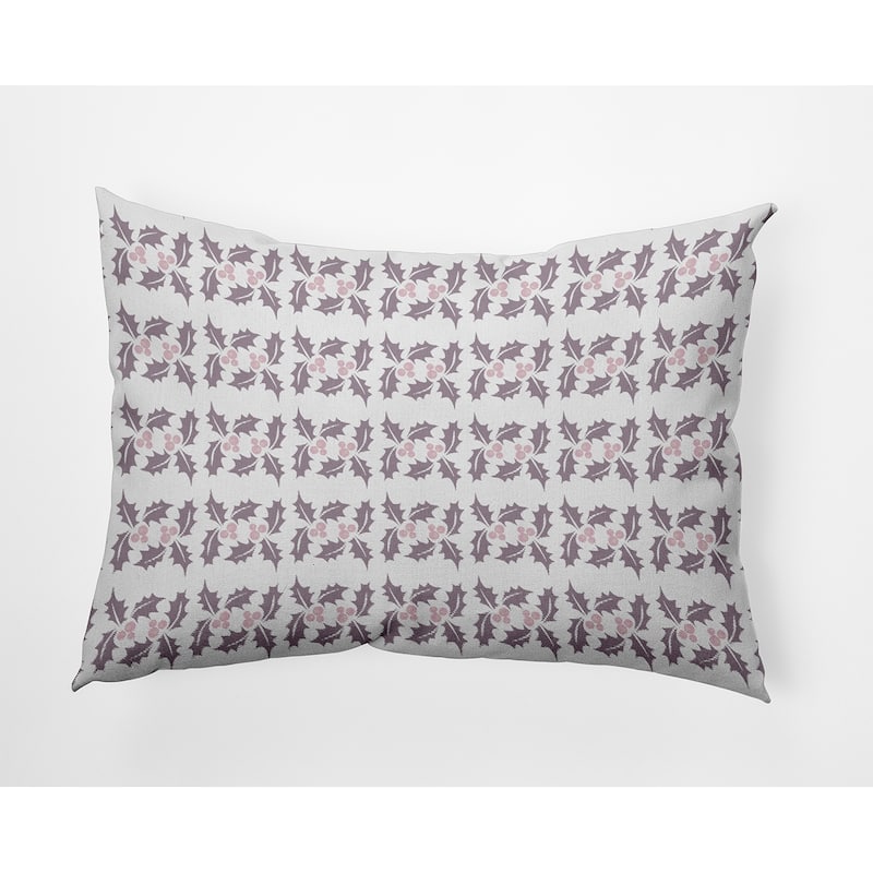 Holly Stripes Christmas/Winter Accent Pillow - 14" x 20" - Light Purple