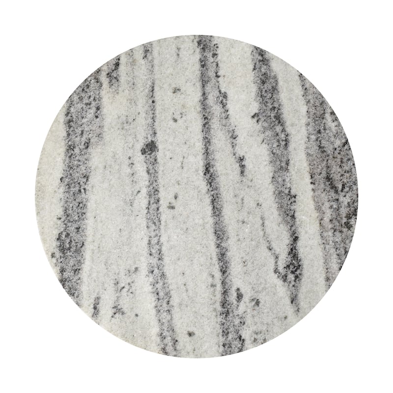 Sloane 17.5" Contemporary Natural Marble Handmade X-Shaped End Table, Gray/Black, by JONATHAN Y.