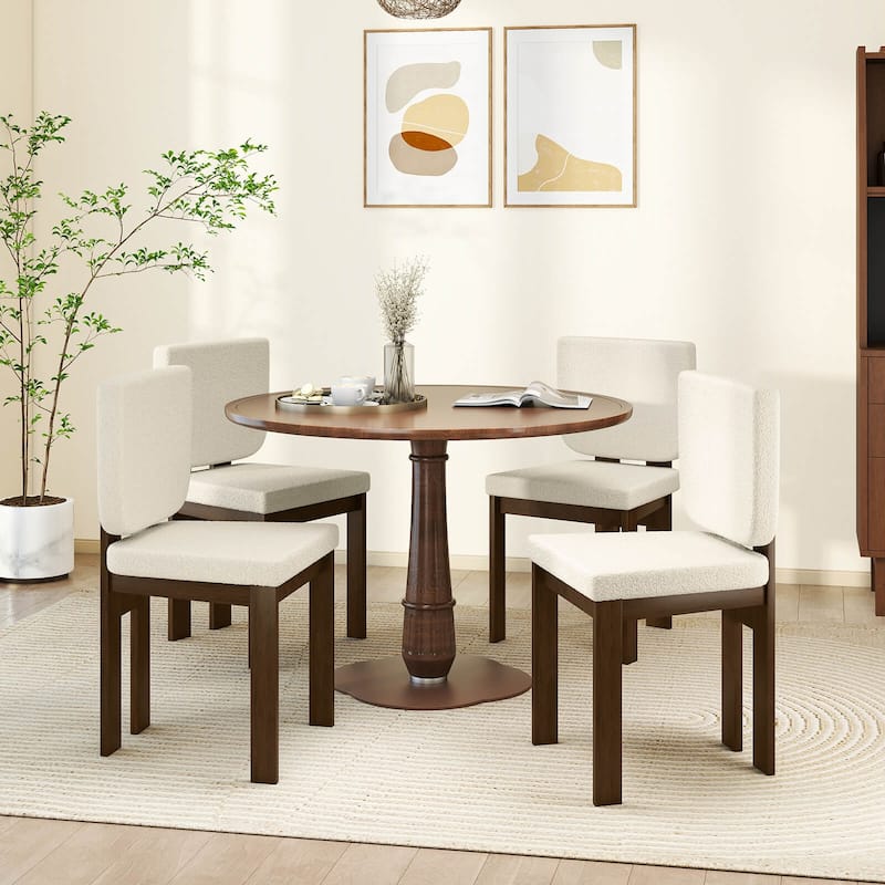 Costway Wooden Dining Chair Set of 2/4 with Rubber Wood Leg Padded - See Details