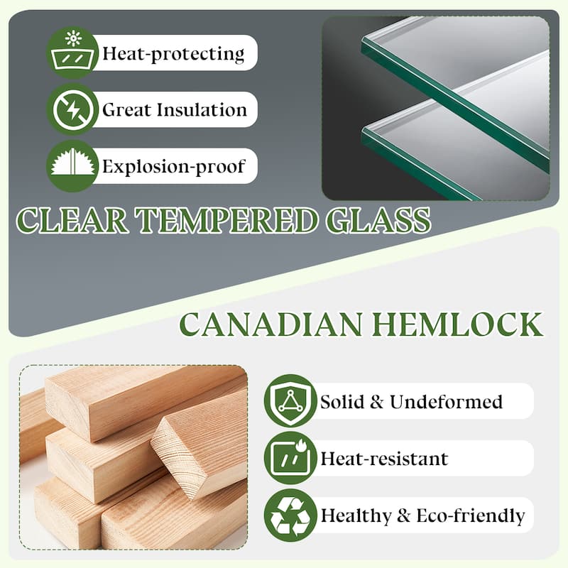 Hemlock Infrared Sauna with Red Light Therapy - Beauty Lamp & 15-Min Fast Warm-Up