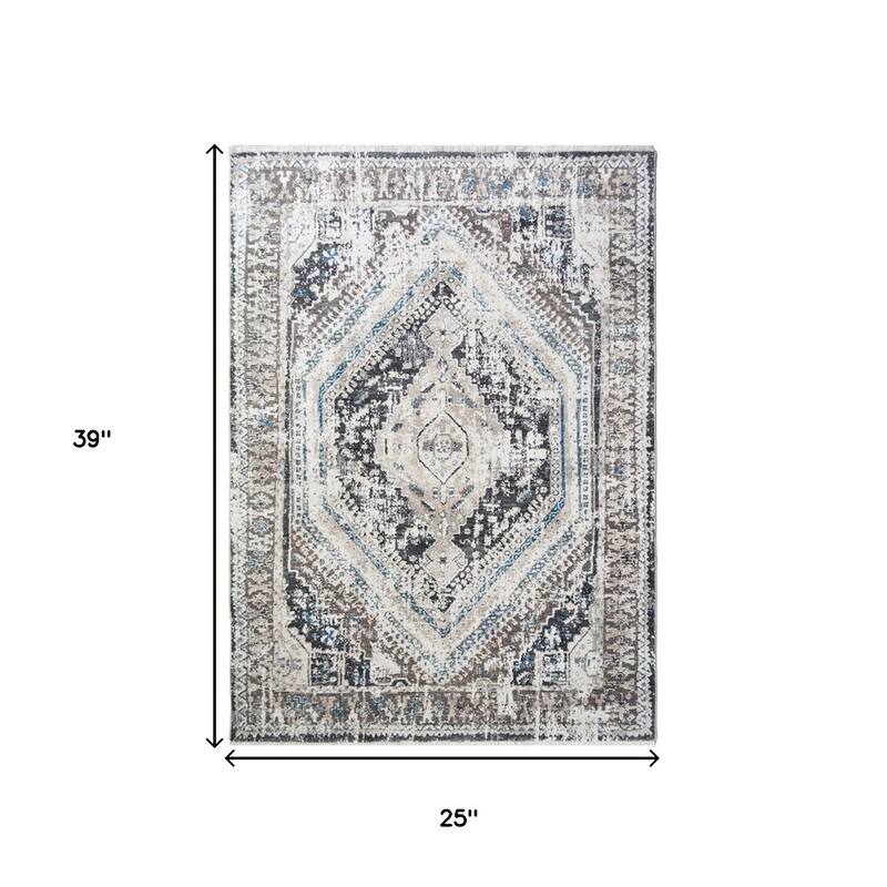Cepu Distressed Geometric Stain Resistant Woven with Fringe Area Rug By HomeRoots