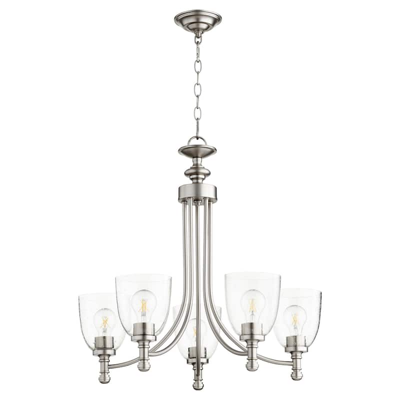 Quorum International Rossington 5 Light 25" Wide Chandelier - Satin Nickel / Clear Seeded