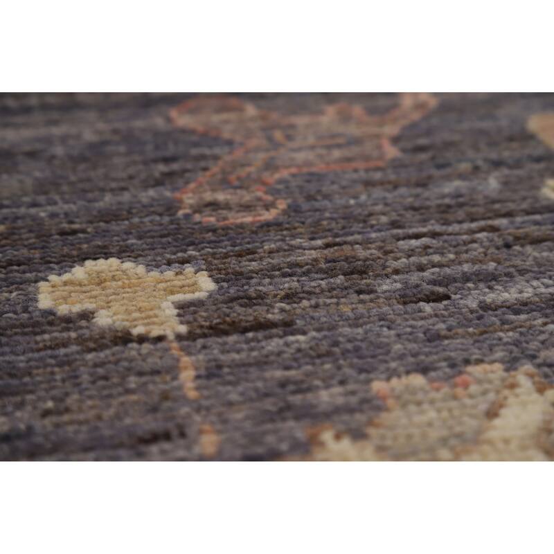 Hand Knotted Oriental 100% Wool Carpet Transitional All-Over Brown Oushak Area Rug - 9' 10'' X 8' 1''