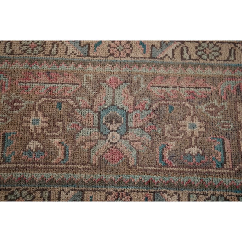 Pink Tabriz Persian Vintage Rug Hand-Knotted Traditional Wool Carpet - 6'9"x 9'8"