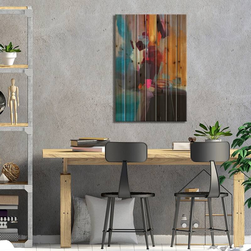 Jazzy Abstract VII Print On Wood by Jane M. Robinson - Multi-Color