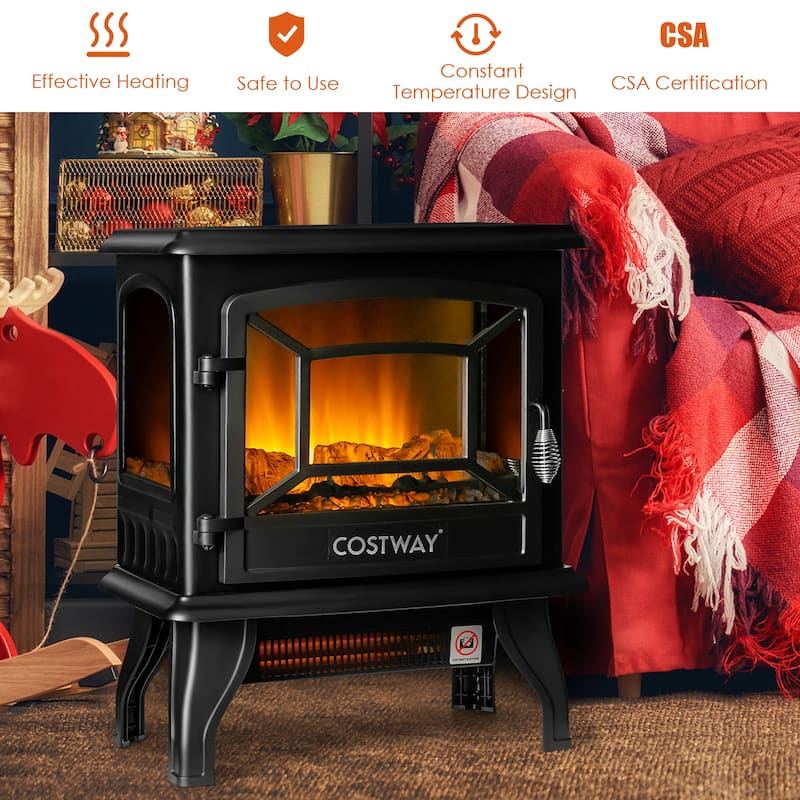 Costway 20'' Freestanding Electric Fireplace Heater Stove W/ - See Details