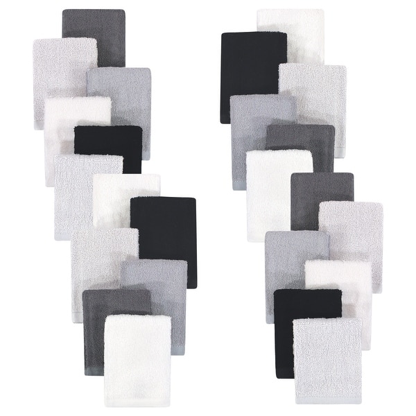 slide 1 of 1, Hudson Baby 24Pc Rayon from Bamboo Woven Washcloths, Black White, One Size - Black White - One Size One Size - Black White